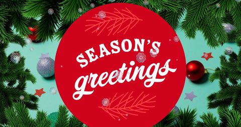 Festive Christmas Greeting with Pine Decoration