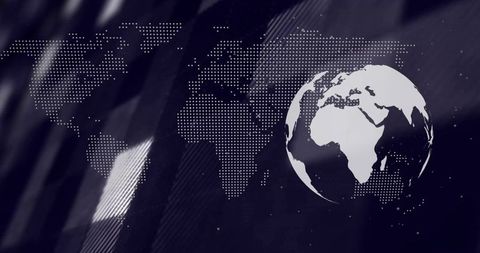 3D Globe with World Map Overlay in Futuristic Digital Interface Design