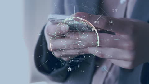 Businessman Engaging in Global Networking via Smartphone