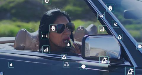 Eco Awareness Icons Overlay on Driver