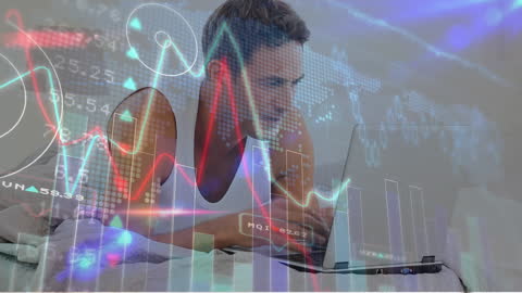 Investor Analyzing Market Trends with Future Technologies