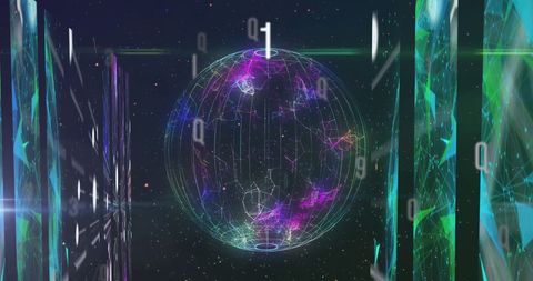 conceptual digital globe with floating code elements - Download Free Stock Images Pikwizard.com