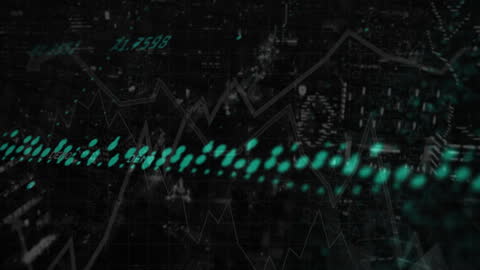 Animation of Digital Data Overlapping Cityscape at Night