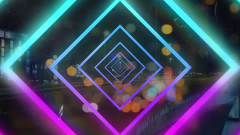 Futuristic Neon Digital Interface with Geometric Overlay