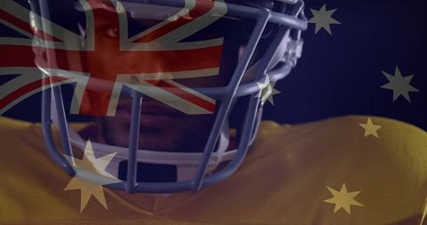 Athlete in Yellow Jersey with Australian Flag Overlay