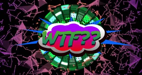 Colorful WTF Text with Abstract Geometric Shapes