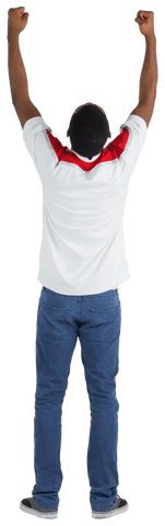 Energetic Football Fan Cheering Enthusiastically on Transparent Background