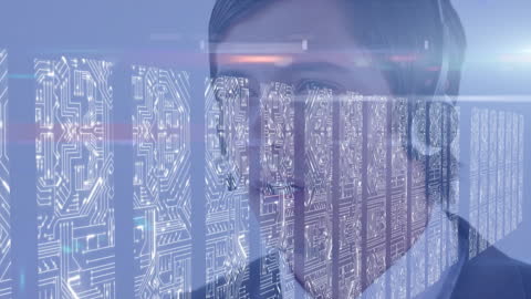 Customer Service Executive Overlaid with Circuit Technology