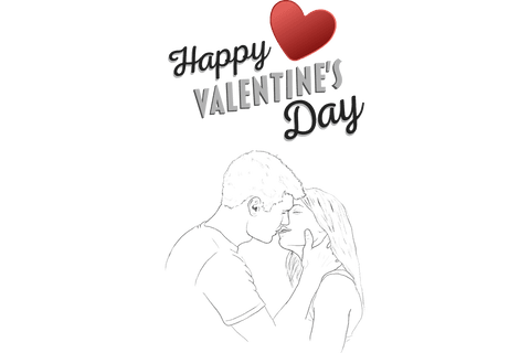 Romantic Couple Illustration with Happy Valentine's Day Text on Transparent Background - Download Free Stock Videos Pikwizard.com