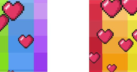 Bright Pixelated Hearts on Colorful Gradient Background - Download Free Stock Images Pikwizard.com