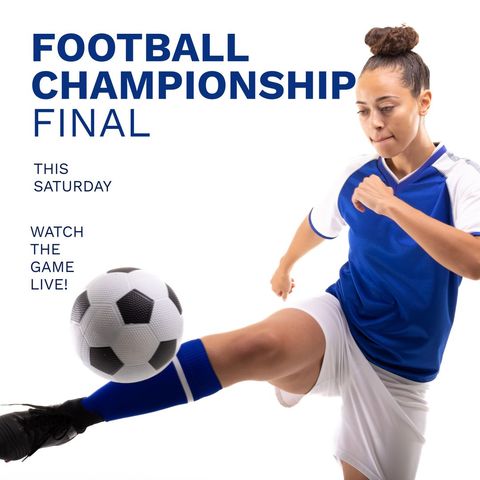 Female Footballer Kicking Ball for Championship Event Banner - Download Free Stock Templates Pikwizard.com