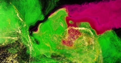 Neon Abstract Art Background with Green and Pink Waves