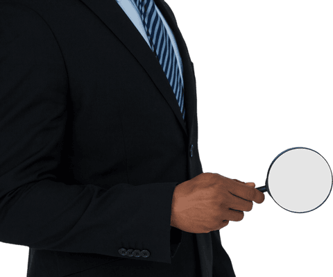 businessman holding magnifying glass against transparent background - Download Free Stock Videos Pikwizard.com