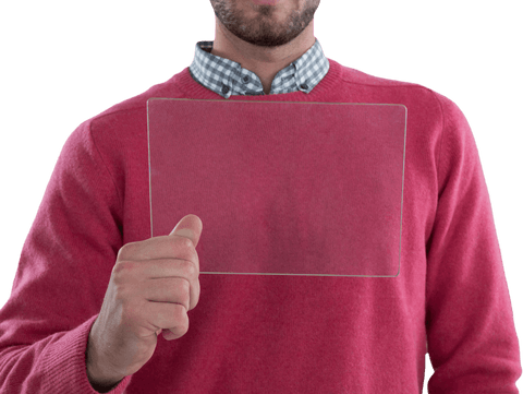 man holding transparent digital glass tablet on white background - Download Free Stock Videos Pikwizard.com