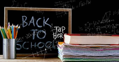 Back to School Essentials Chalkboard with Books and Pencils - Download Free Stock Images Pikwizard.com