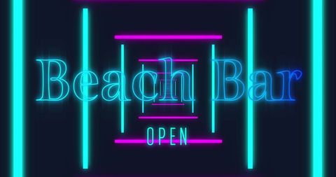 Neon Beach Bar Sign with Futuristic Glow