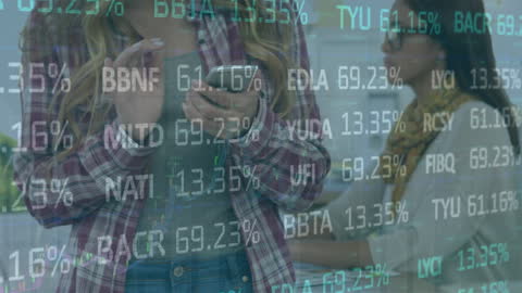 Young Woman Engaging with Digital Finance Data Interface