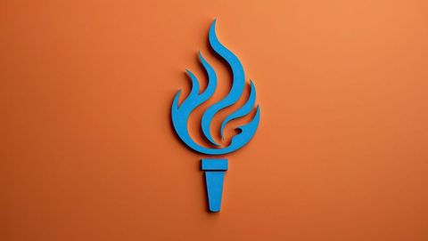 Stylized blue torch icon on orange background, knoxville concept