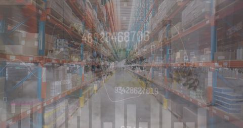 warehouse operations with data overlay depiction - Download Free Stock Images Pikwizard.com