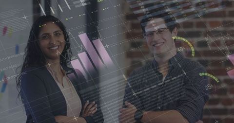 Diverse Professionals Analyzing Business Data and Statistics