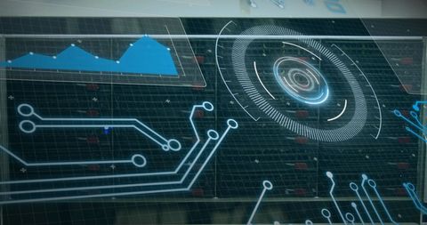 Futuristic Digital Interface Overlay in High-Tech Server Room - Download Free Stock Images Pikwizard.com