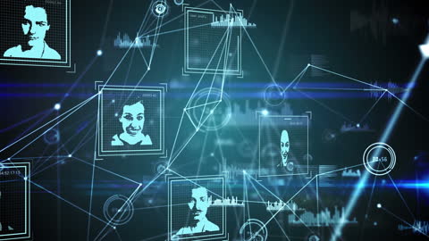 Animated Digital Data Network with Human Icons