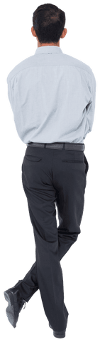 Asian Businessman Standing from Behind with Transparent Background