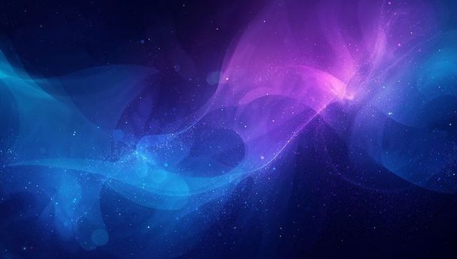 Iridescent Nebula Ribbon Flowing Across Cosmic Starfield with Neon Blue and Purple Glow
