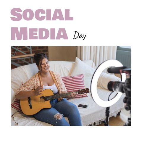 young woman filming guitar tutorial for social media day - Download Free Stock Templates Pikwizard.com