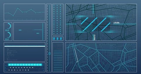 Futuristic Data Interface with Digital Map and Holographic Elements - Download Free Stock Images Pikwizard.com
