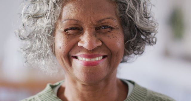 Smiling Elderly Woman with Grey Curly Hair - Download Free Stock Images Pikwizard.com