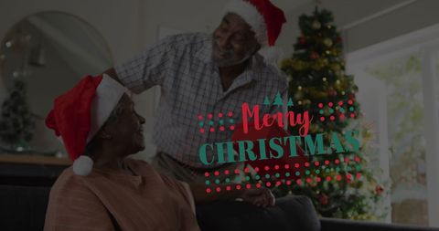 Senior African American Couple Celebrating Christmas at Home