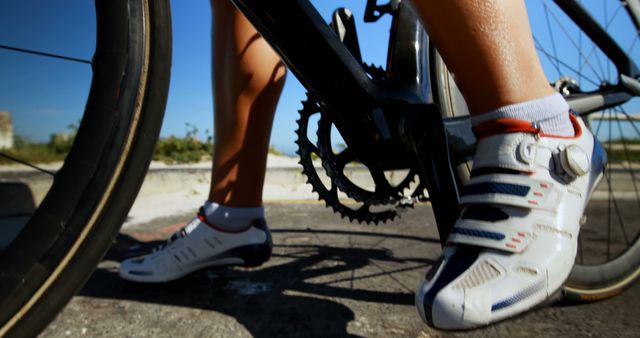 Close-up of Cyclist's Legs and Pedals While Riding - Download Free Stock Images Pikwizard.com