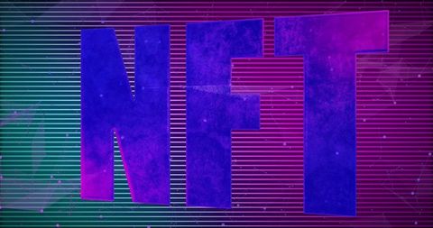 Bold NFT Letters on Futuristic Digital Background