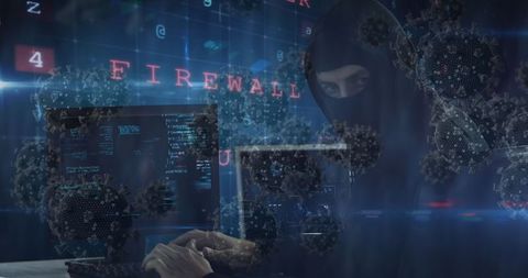 Hacker in Dark Room Amid Digital Security Threat Graphics - Download Free Stock Images Pikwizard.com