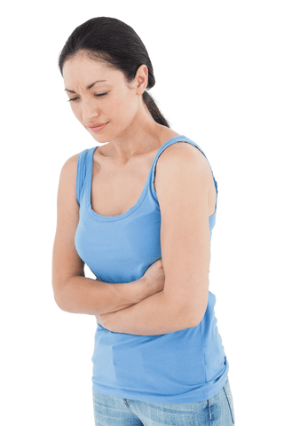 Transparent Woman Feeling Abdominal Discomfort Wearing Casual Attire - Download Free Stock Videos Pikwizard.com
