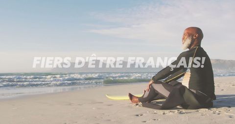 Elderly Surfer Relaxing on Tranquil Beach Vaccination
