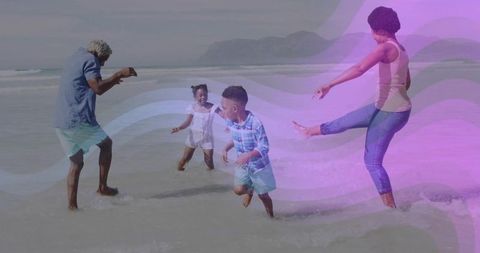 Joyful Family Bonding at Sunny Beachfront