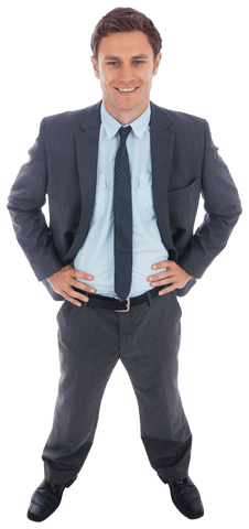 Transparent Businessman Confidently Posing in Formal Suit
