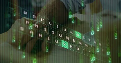 Cybersecurity Concept with Data Processing Over Couple Holding Hands in Cafe - Download Free Stock Images Pikwizard.com