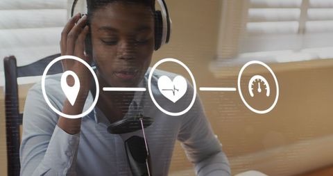 Businesswoman Engaging with Virtual Interface in Modern Office