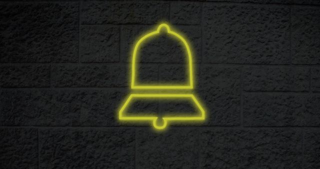 Glowing Neon Bell Icon on Brick Wall Backdrop - Download Free Stock Images Pikwizard.com