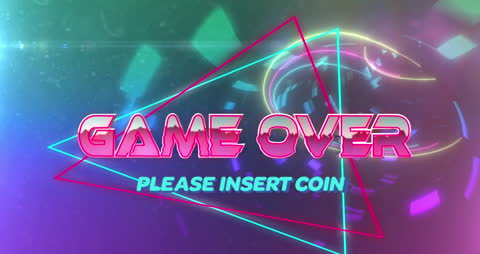 Neon Game Over Sign with Retro Futuristic Art