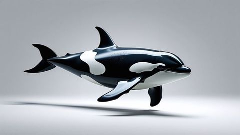 Hyperrealistic Orca Model in Gray Studio with Glossy Effects