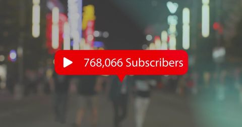 Social Media Subscriber Counter Overlay on Urban Night Cityscape - Download Free Stock Images Pikwizard.com