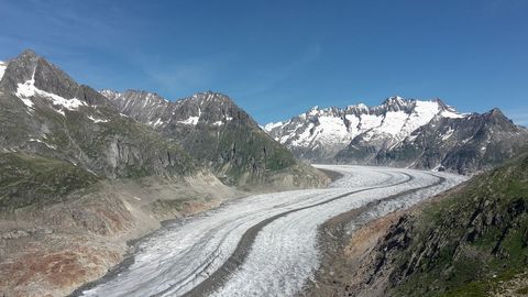 Aerial View of Majestic Snow-Capped Mountains and Glacier - Download Free Stock Images Pikwizard.com