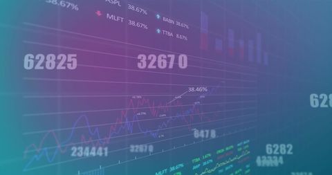Holographic Financial Graphs Over Blue Background - Download Free Stock Images Pikwizard.com