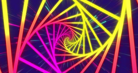 Colorful Neon Tunnel with Light Trails Abstract