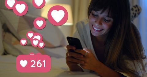 Woman Engaged with Smartphone Experiencing Social Media Response