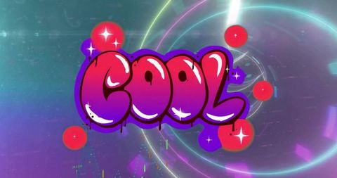 Bubble Letters with Neo-Digital Background and Vibrant Energy
